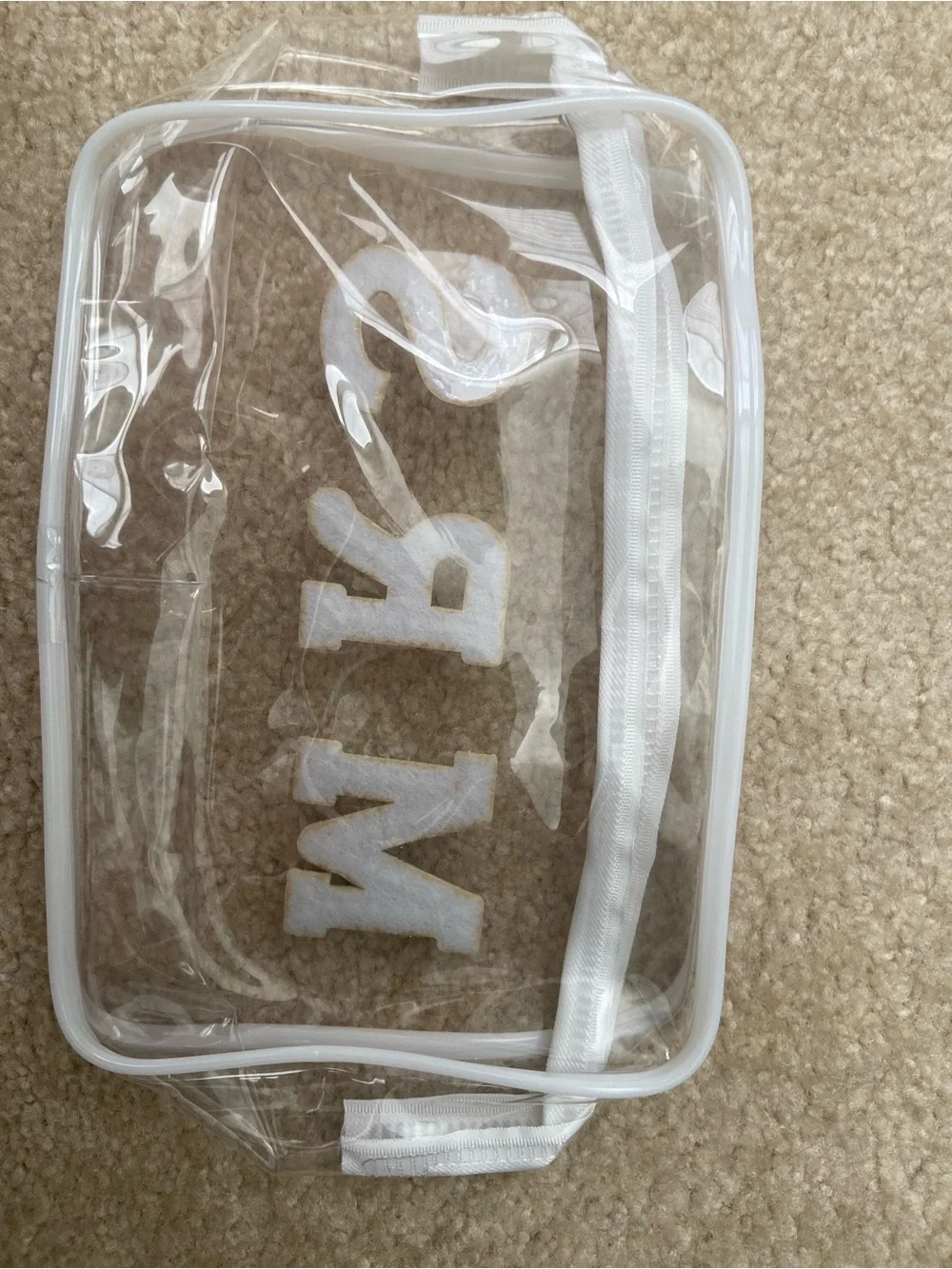 Mrs. Clear Cosmetic Bag with Pearl & Rose Gold Detail